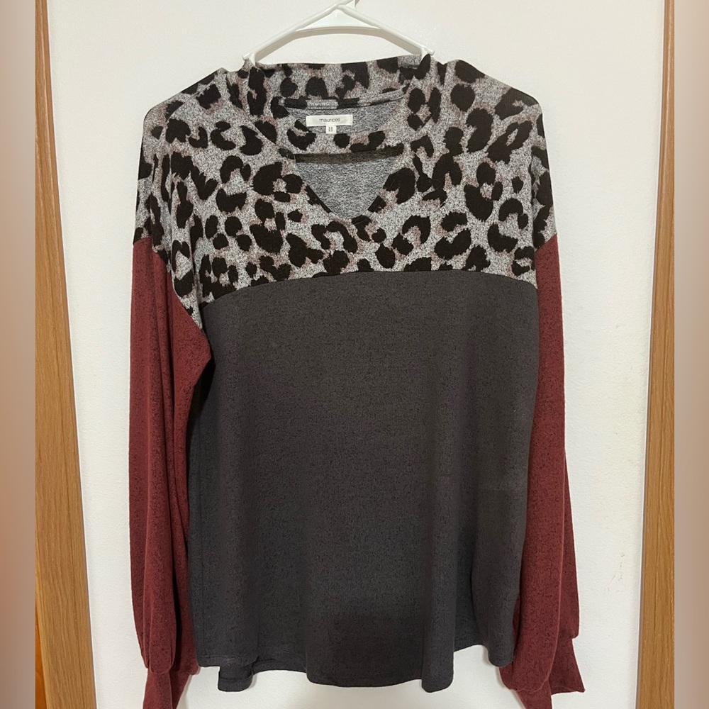 Maurices Black and Gray Animal Print Sweater